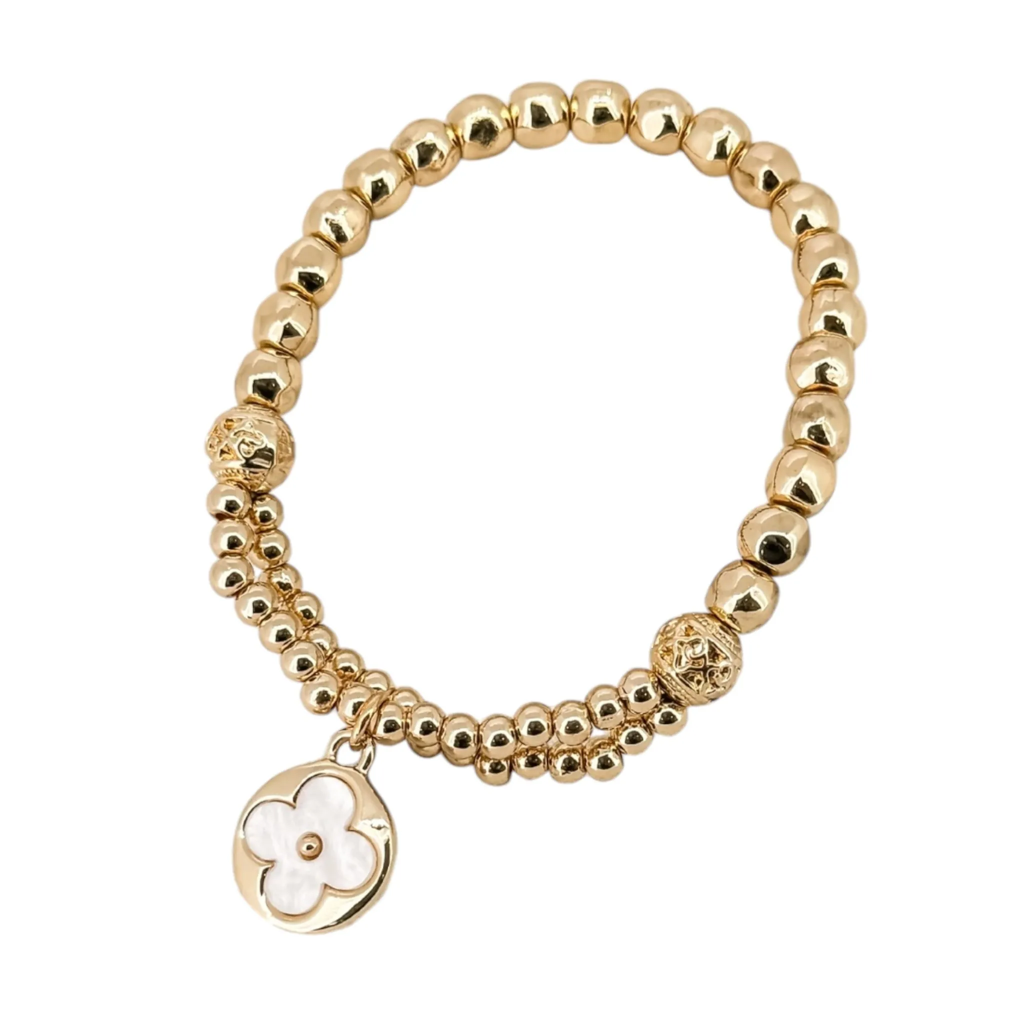 Envy Stretchy Flower Charm Bracelet Gold