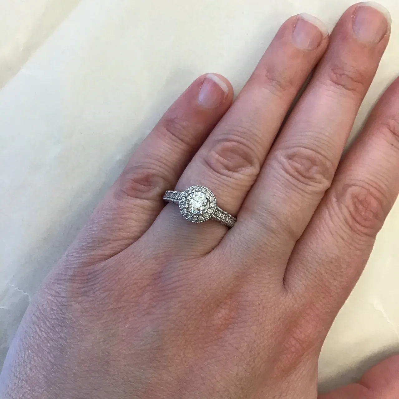 Fancy Round Halo Engagement Ring