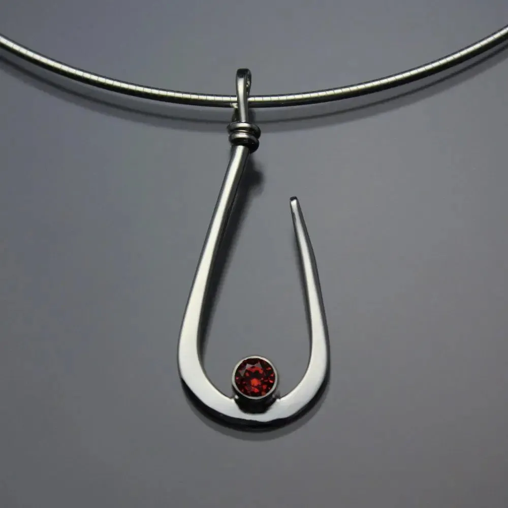 Garnet Pendant Necklace PEN030GR Sterling Silver or 14K Gold by John Tzelepis Jewelry
