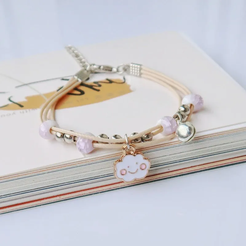 Glass Dried Flower Plant Bracelet Korean Simple Personalized Hipster Cherry Blossom Student Gift Ceramic Ornament