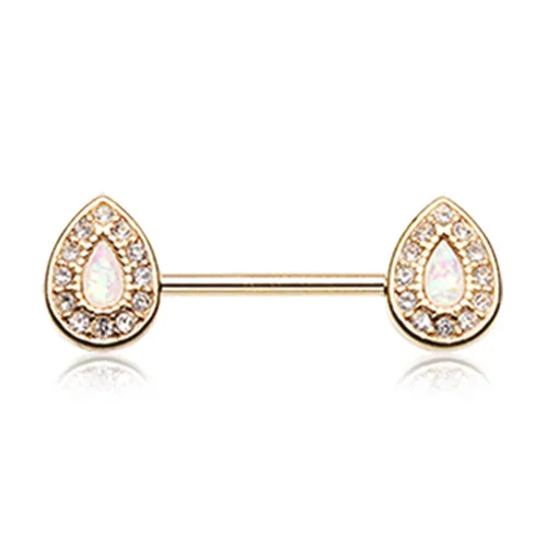 Gold Opal Chakra Nipple Barbell Ring
