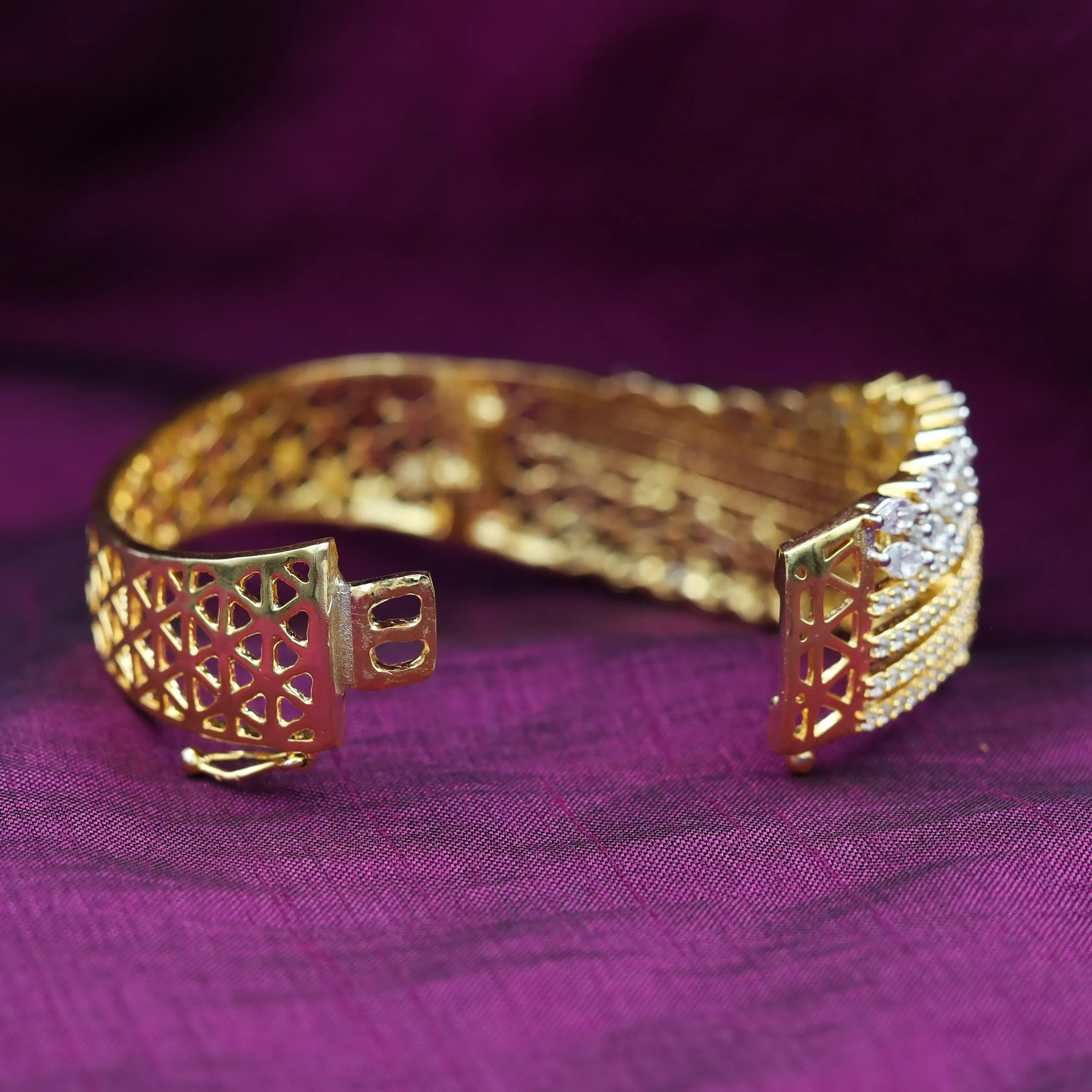Gold plated wide zircon bracelet 9283-3974