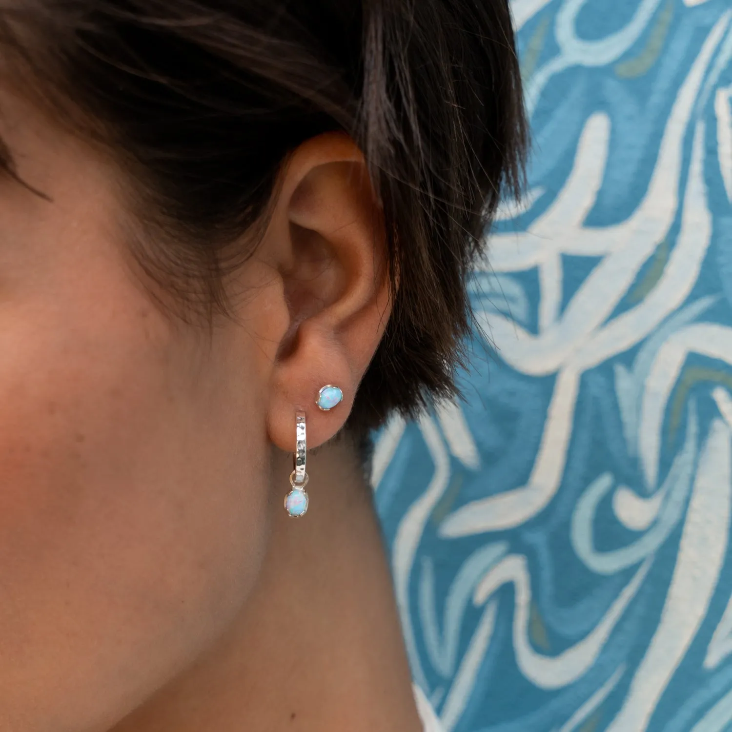 Hammered Opal Array Hoops