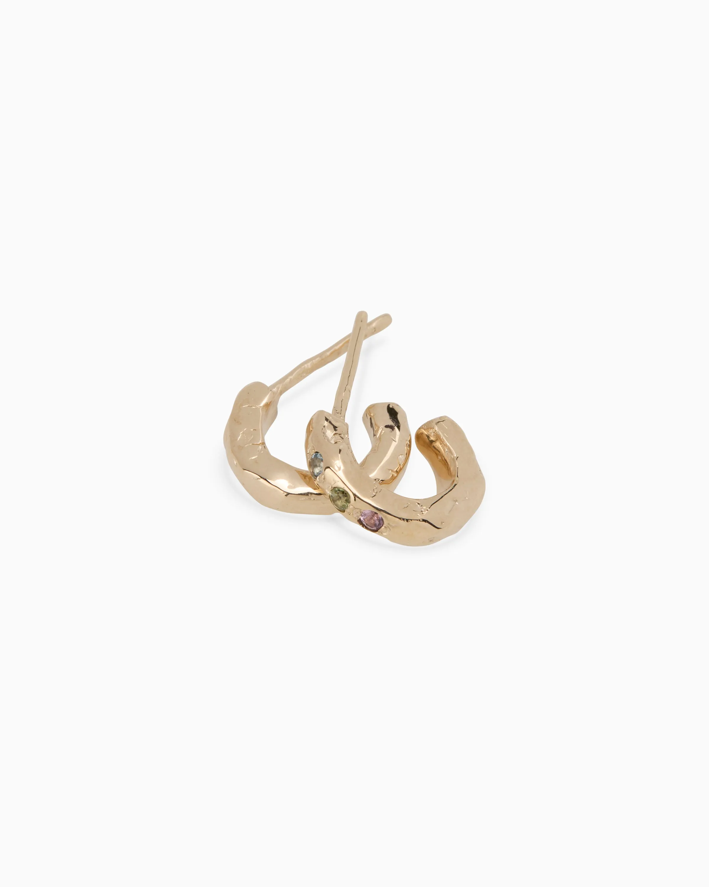Hammered Stone Huggies | Yellow Gold