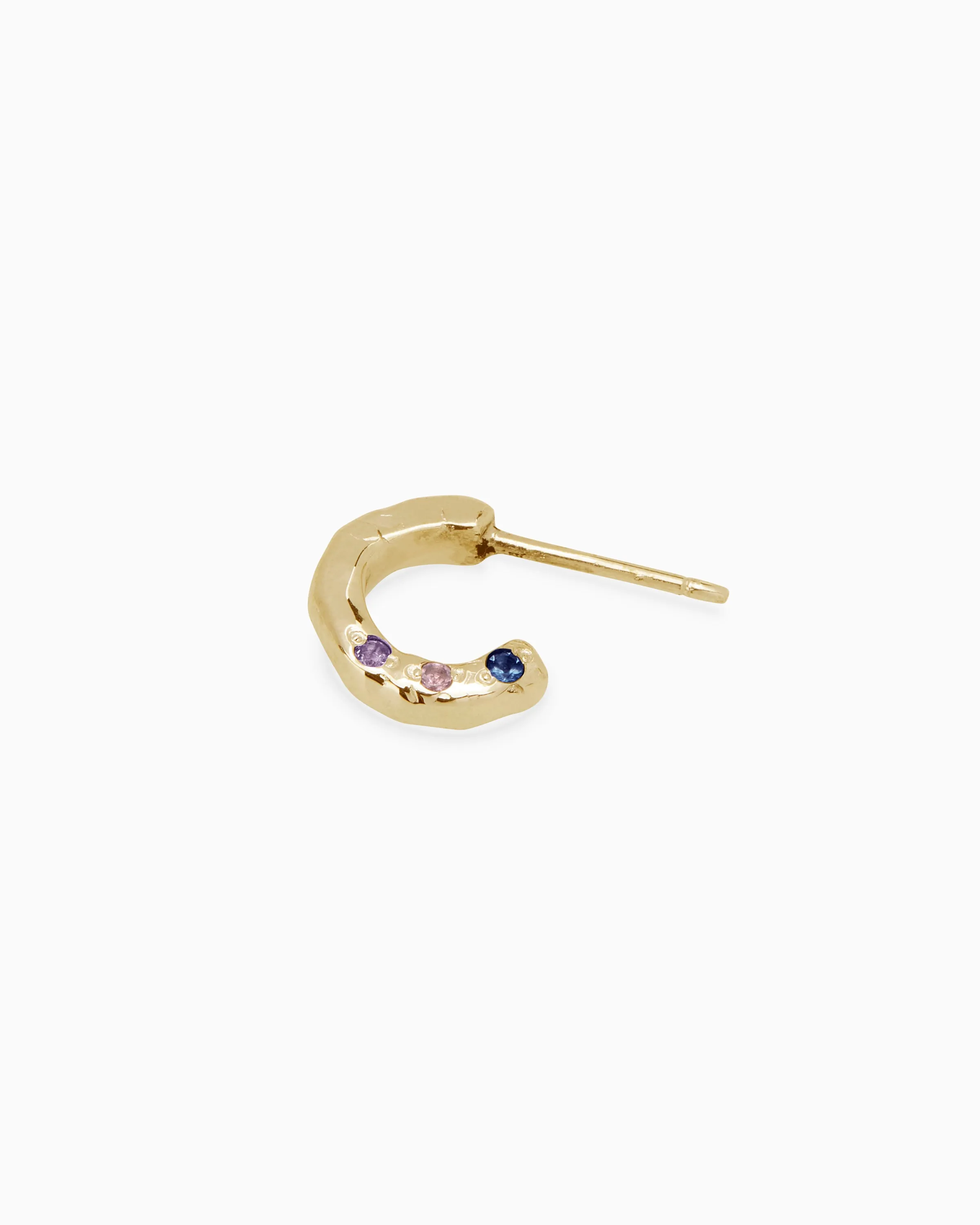 Hammered Stone Huggies | Yellow Gold
