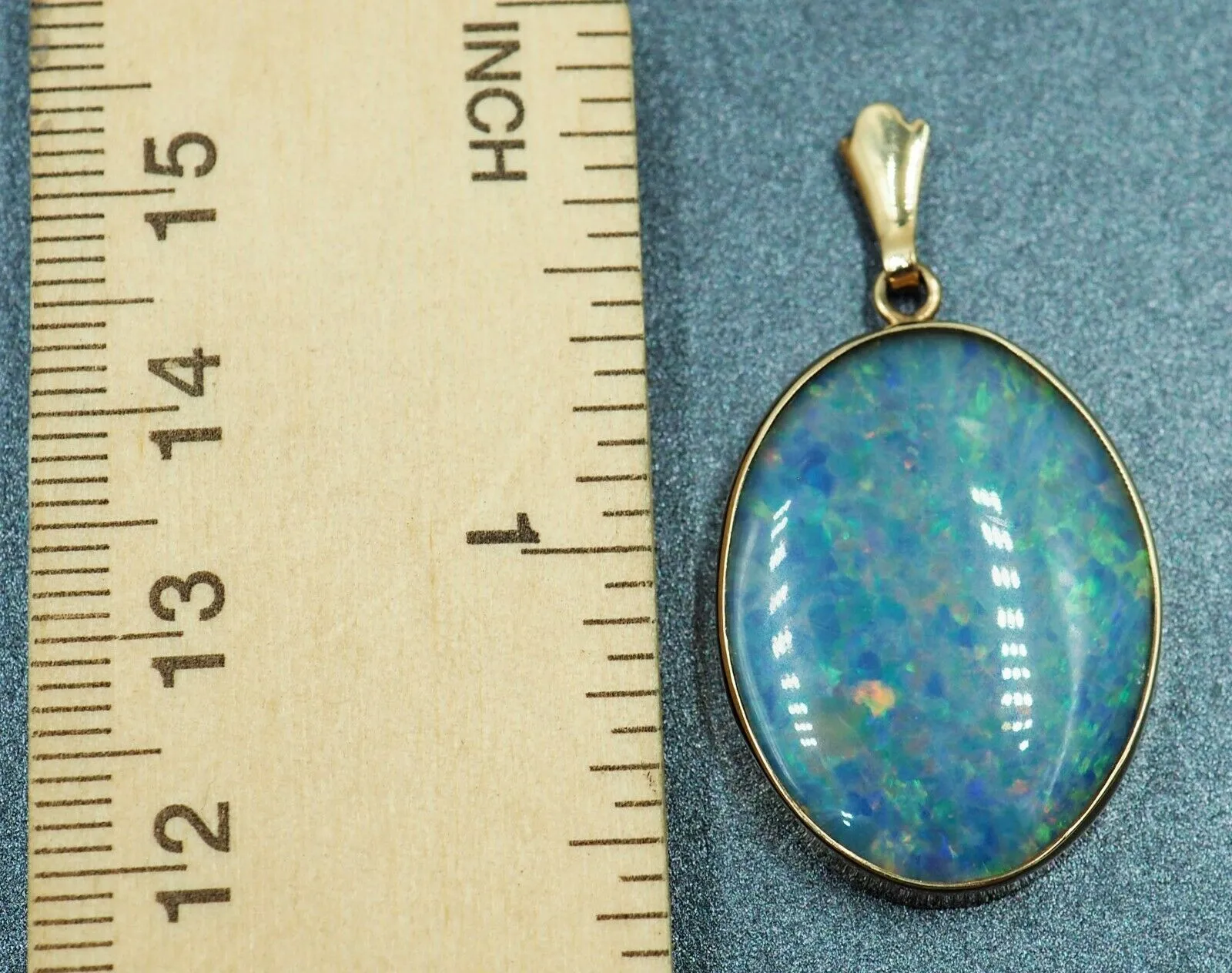 Handmade Opal Triplet 9ct Yellow Gold Pendant