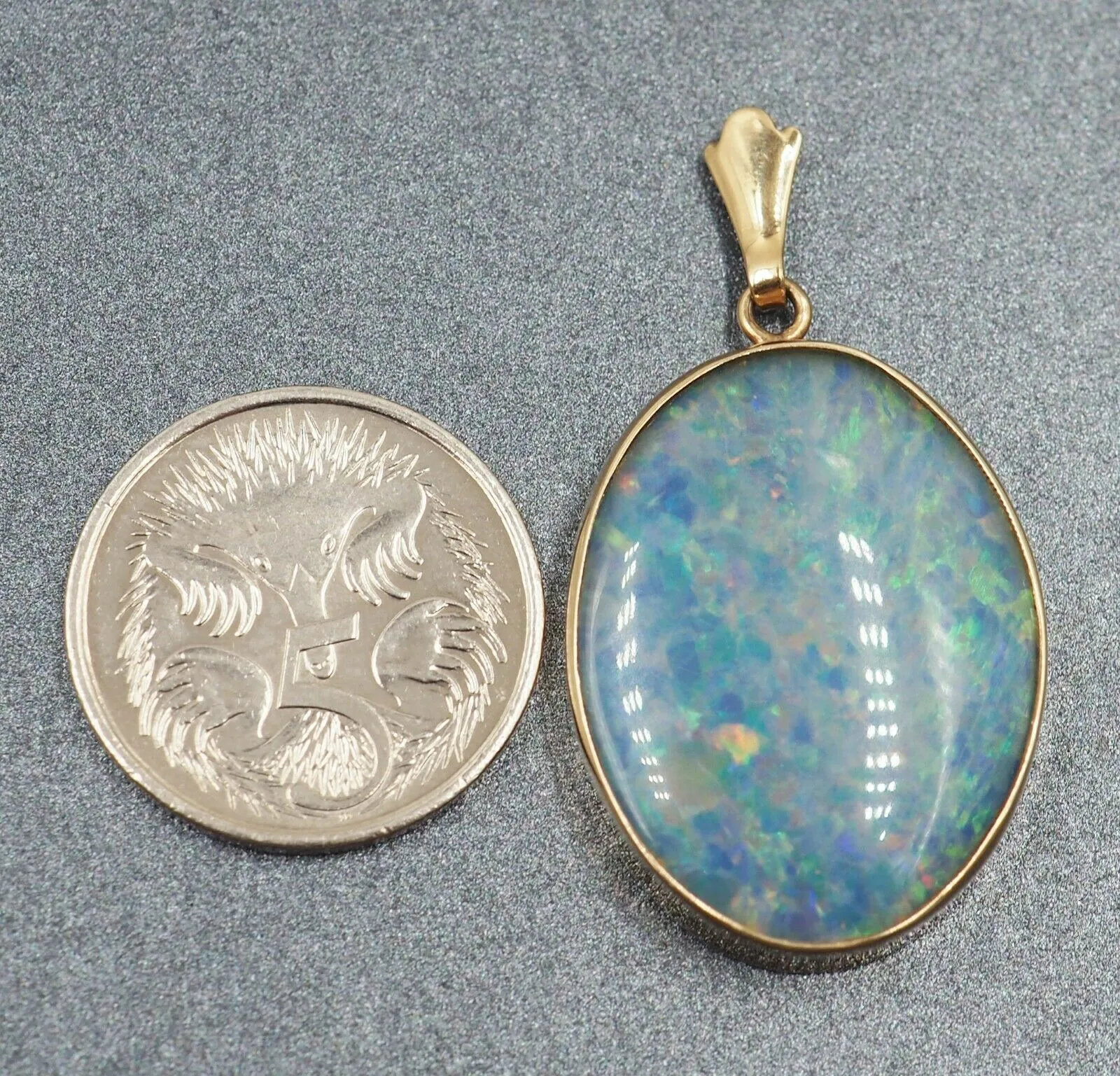 Handmade Opal Triplet 9ct Yellow Gold Pendant