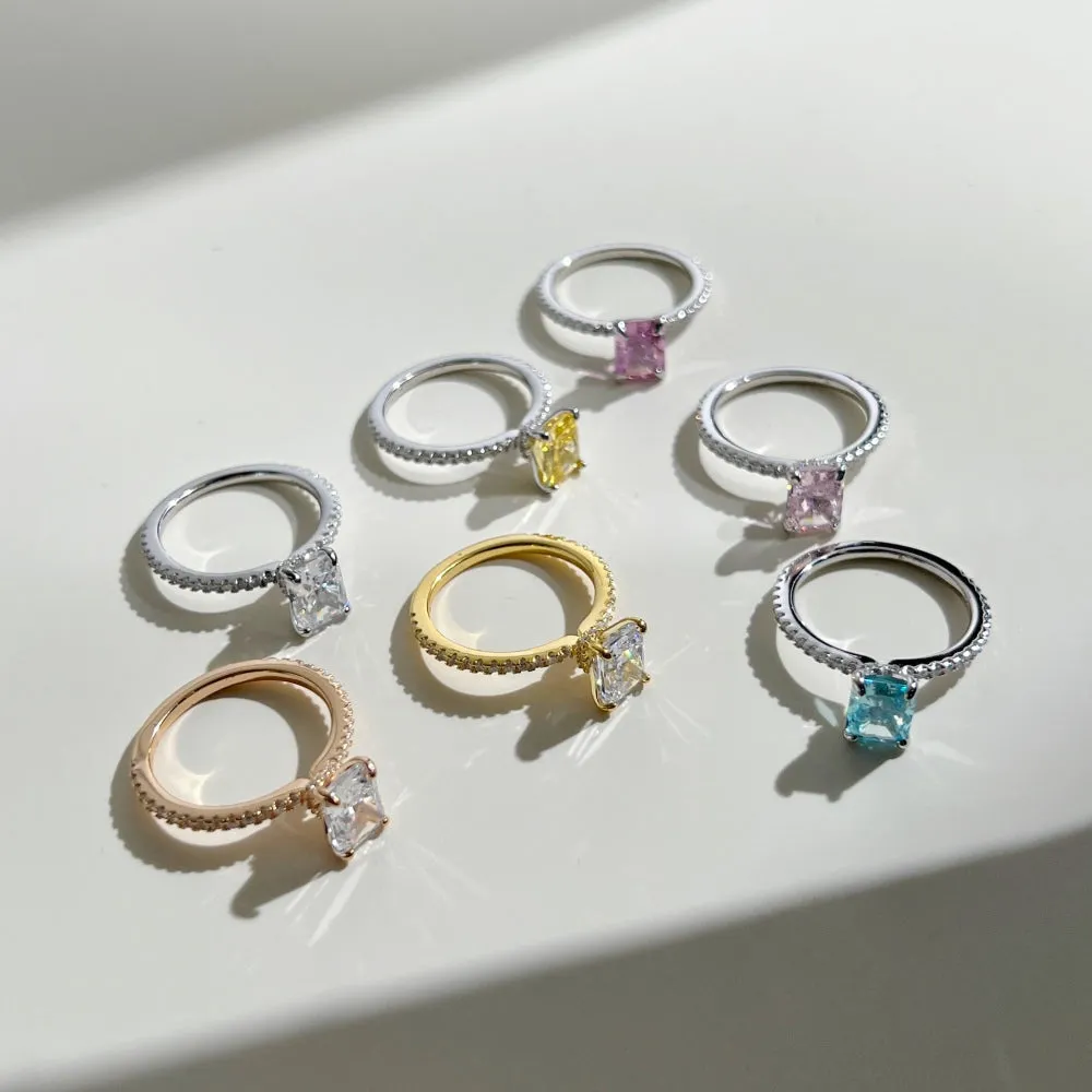 Hidden Halo Side Stone 2 Carat Radiant Cut Engagement Ring