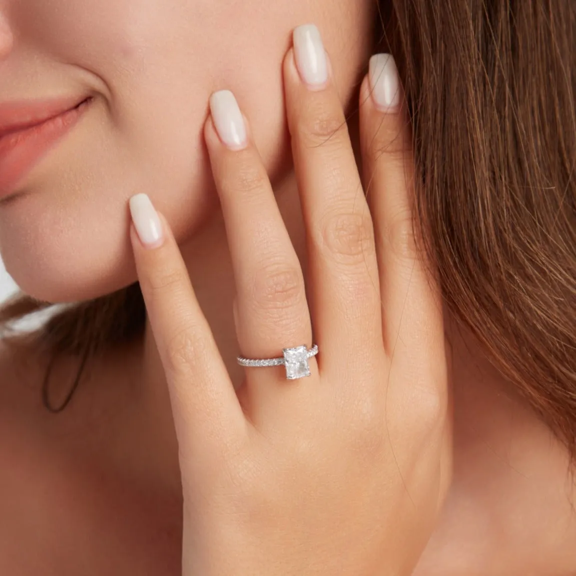 Hidden Halo Side Stone 2 Carat Radiant Cut Engagement Ring