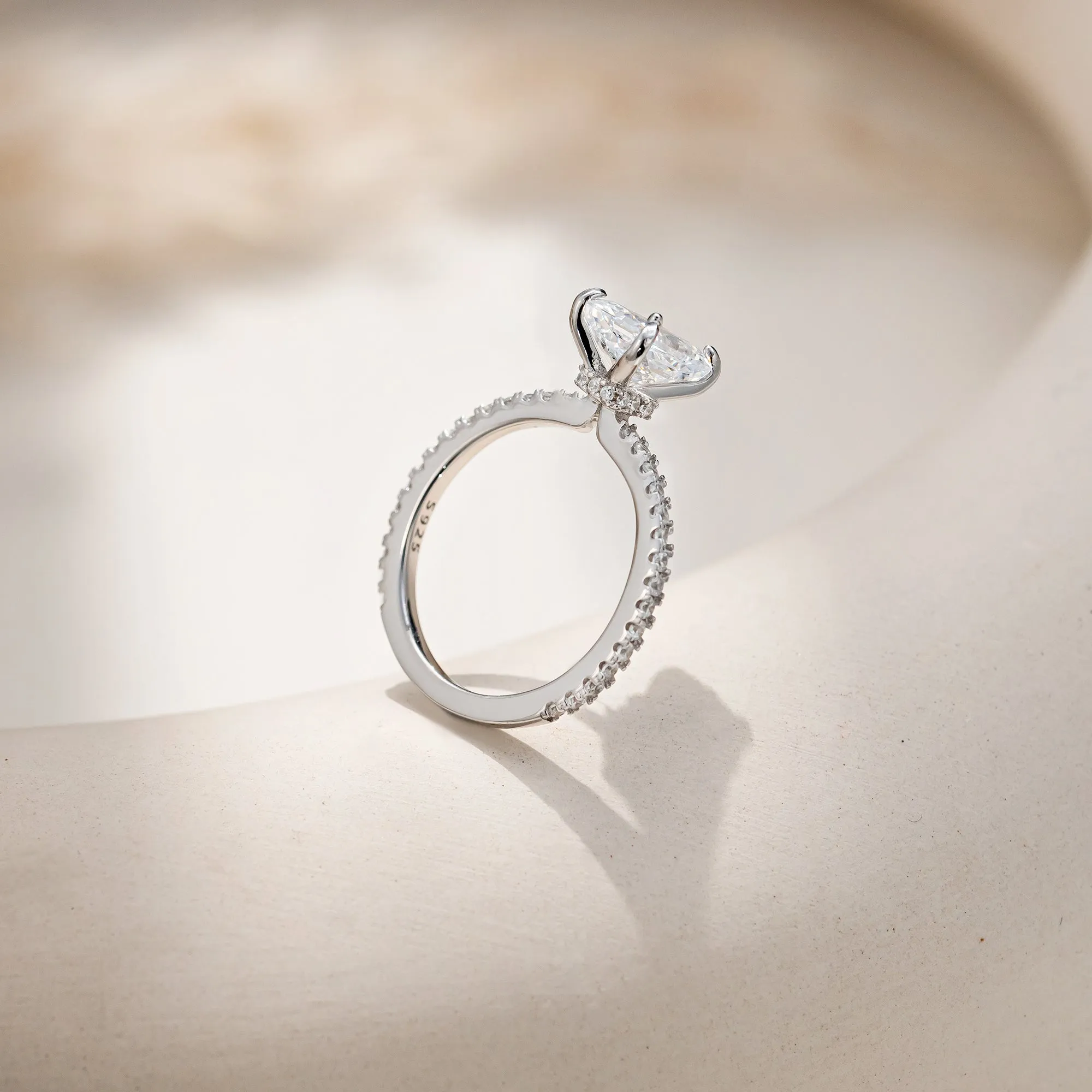 Hidden Halo Side Stone 2 Carat Radiant Cut Engagement Ring