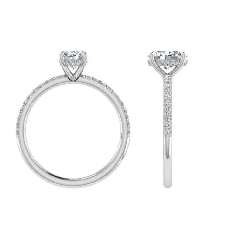 Hidden Halo Solitaire Plus Oval Diamond Engagement Ring