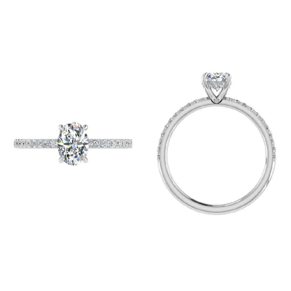 Hidden Halo Solitaire Plus Oval Diamond Engagement Ring