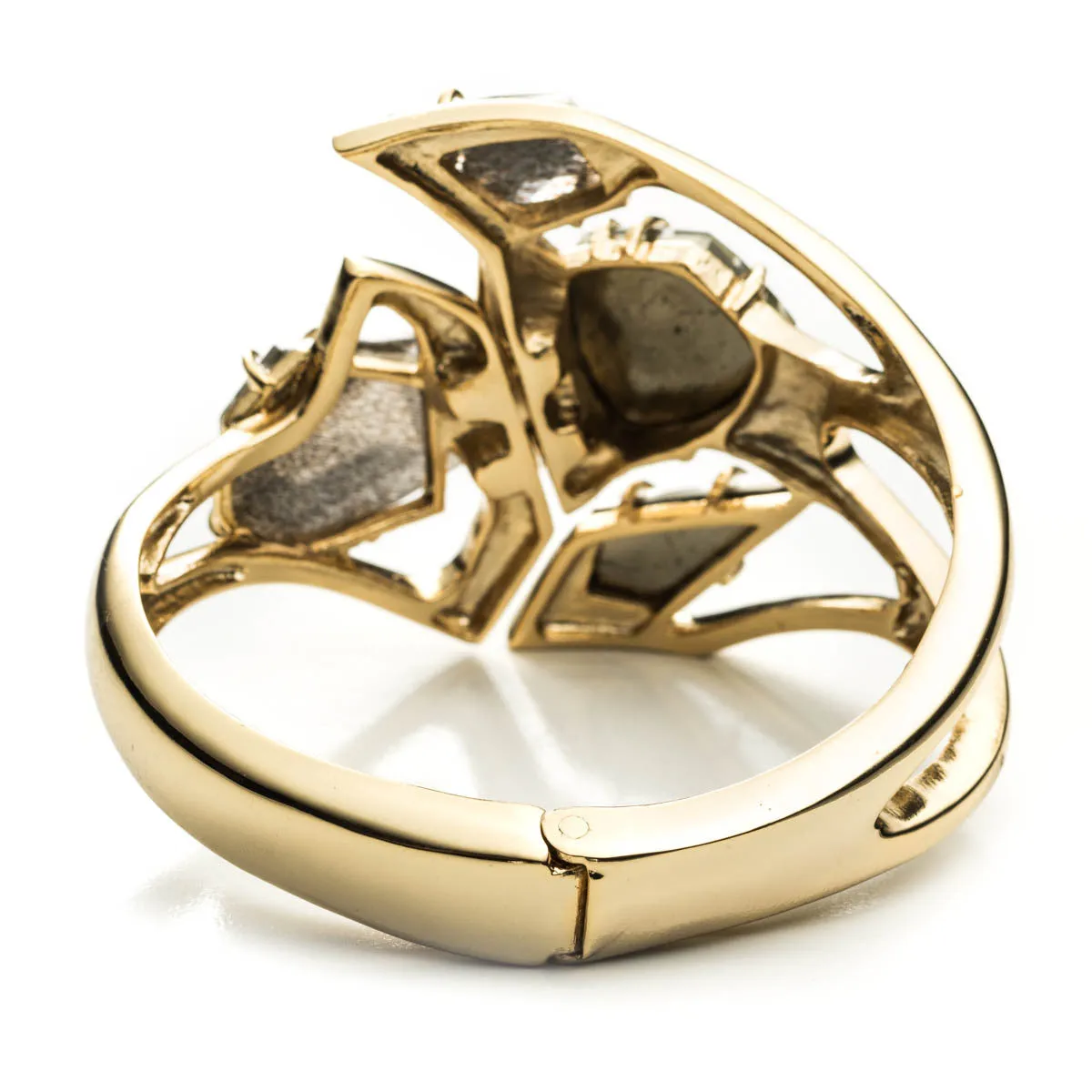 Kinetic Gold Encrusted Sculptural Hinged Bracelet