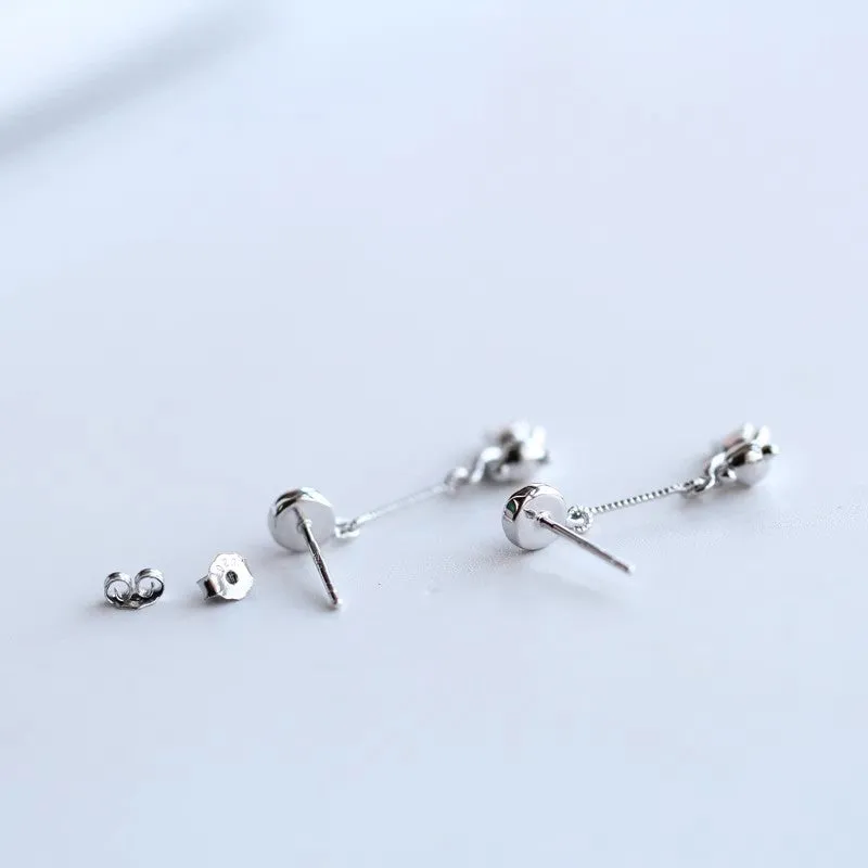 Ladies Balloon Bear Sterling Silver Moonstone Earrings Stud Earrings For Women