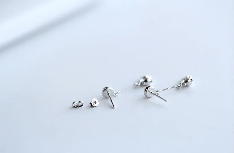 Ladies Balloon Bear Sterling Silver Moonstone Earrings Stud Earrings For Women