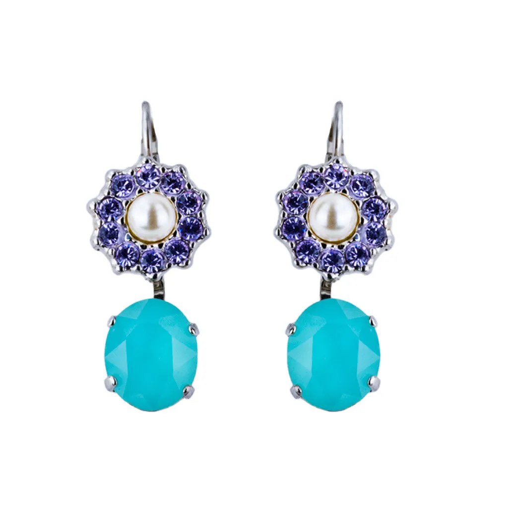 Large Rosette with Oval Dangle Leverback Earrings in "Mint Chip" *Custom*