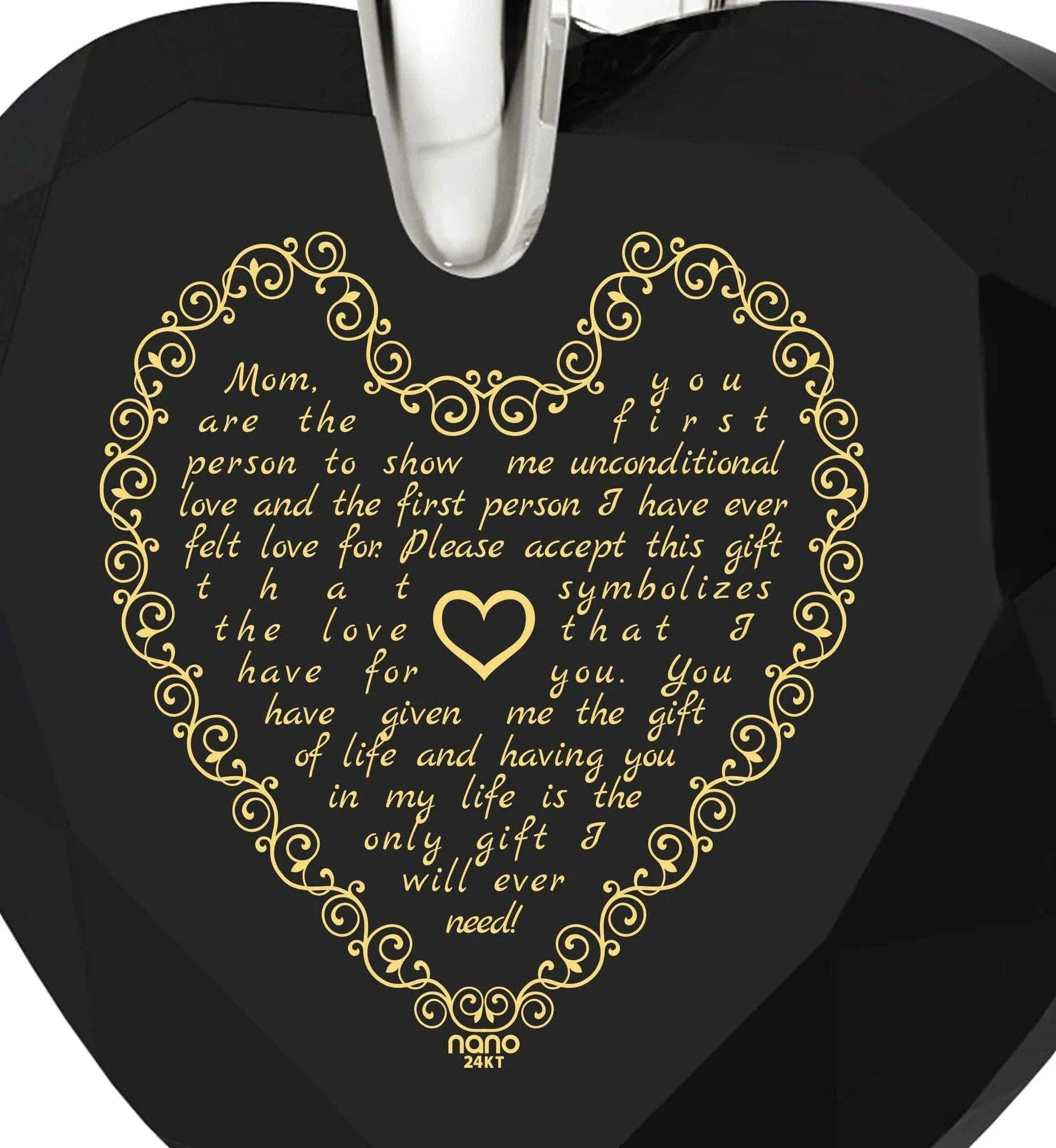Letter to Mom, 925 Sterling Silver Necklace, Zirconia