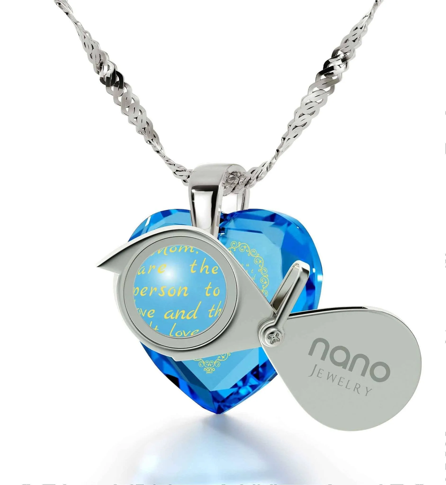 Letter to Mom, 925 Sterling Silver Necklace, Zirconia