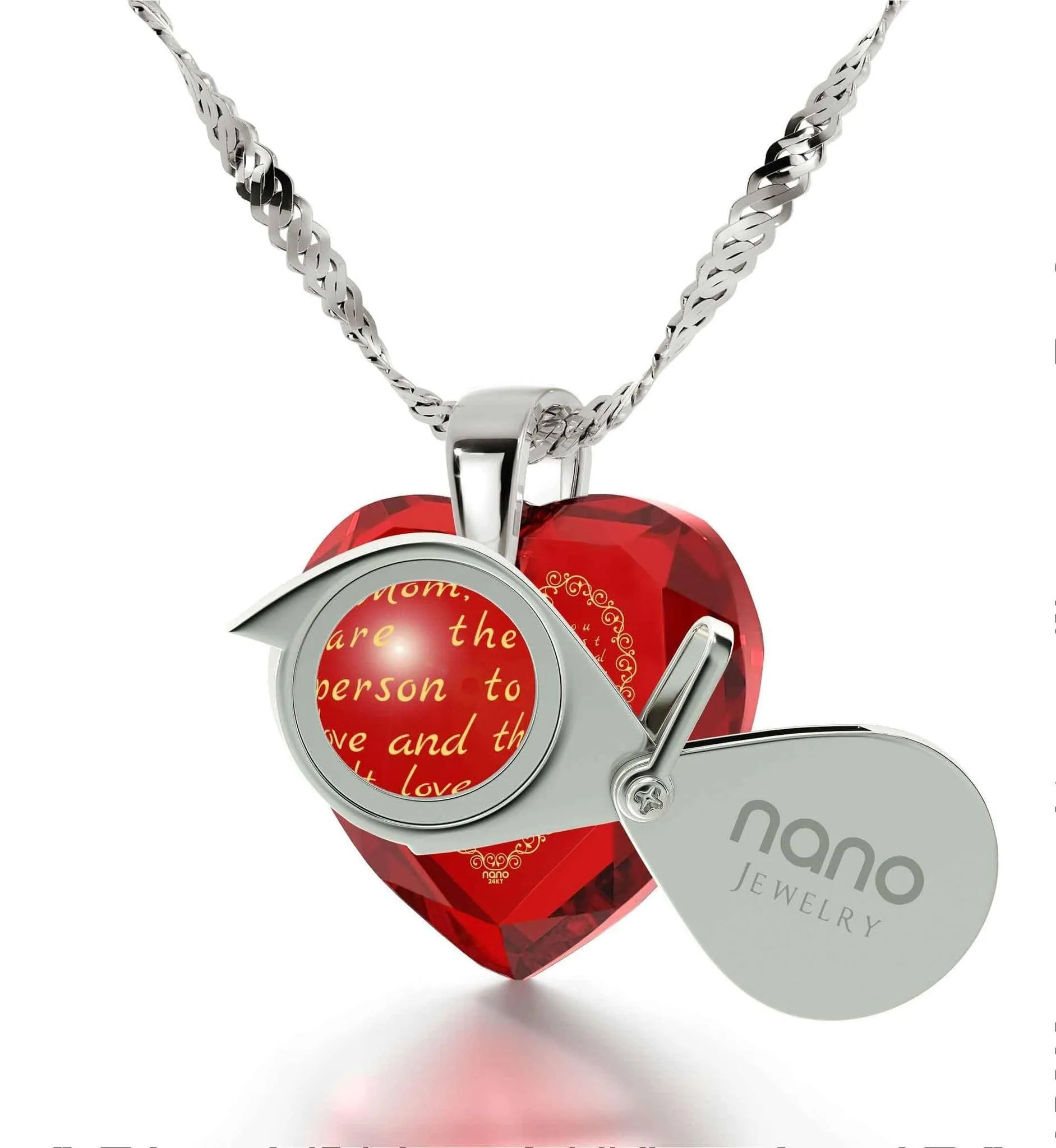 Letter to Mom, 925 Sterling Silver Necklace, Zirconia