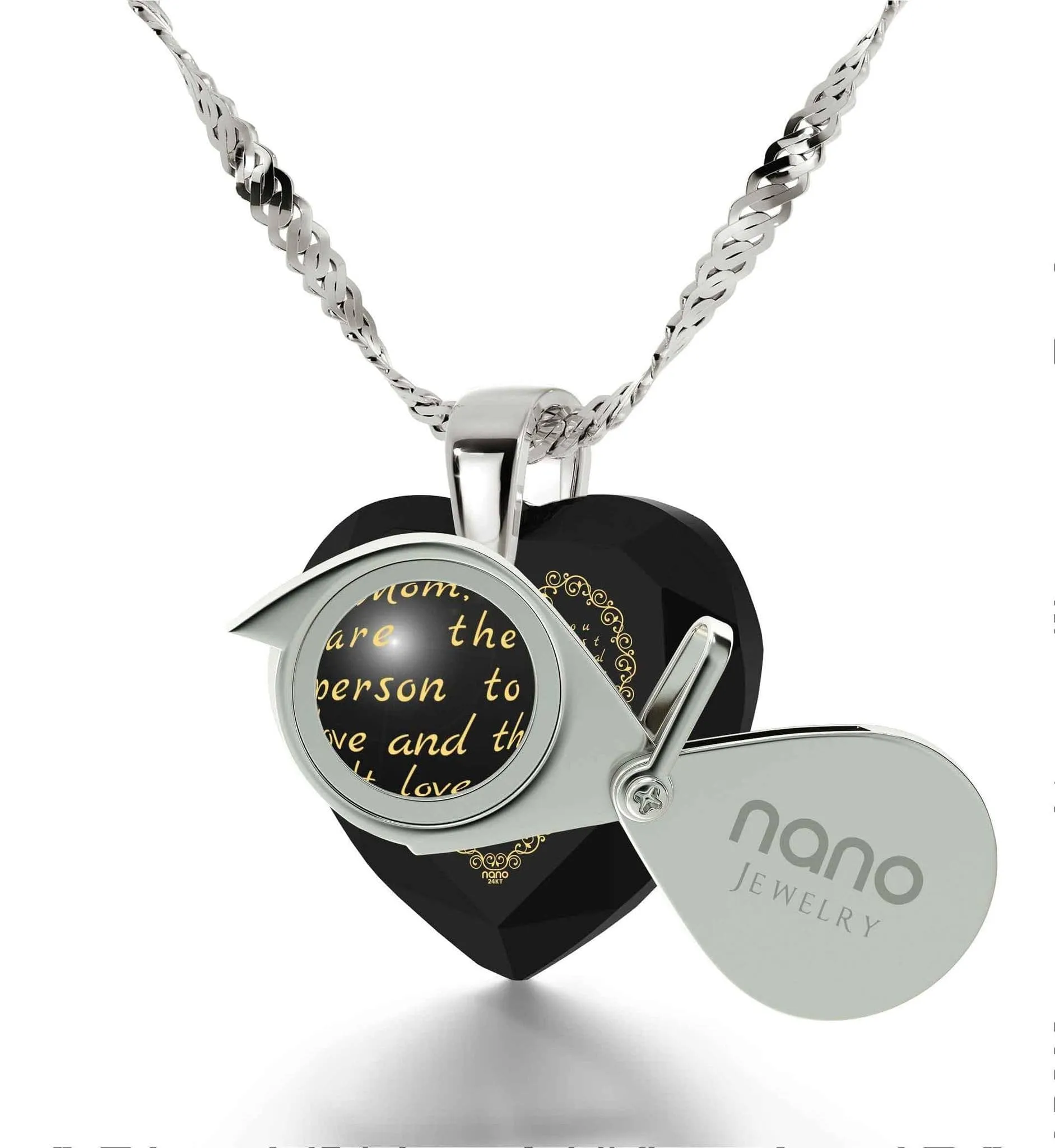 Letter to Mom, 925 Sterling Silver Necklace, Zirconia