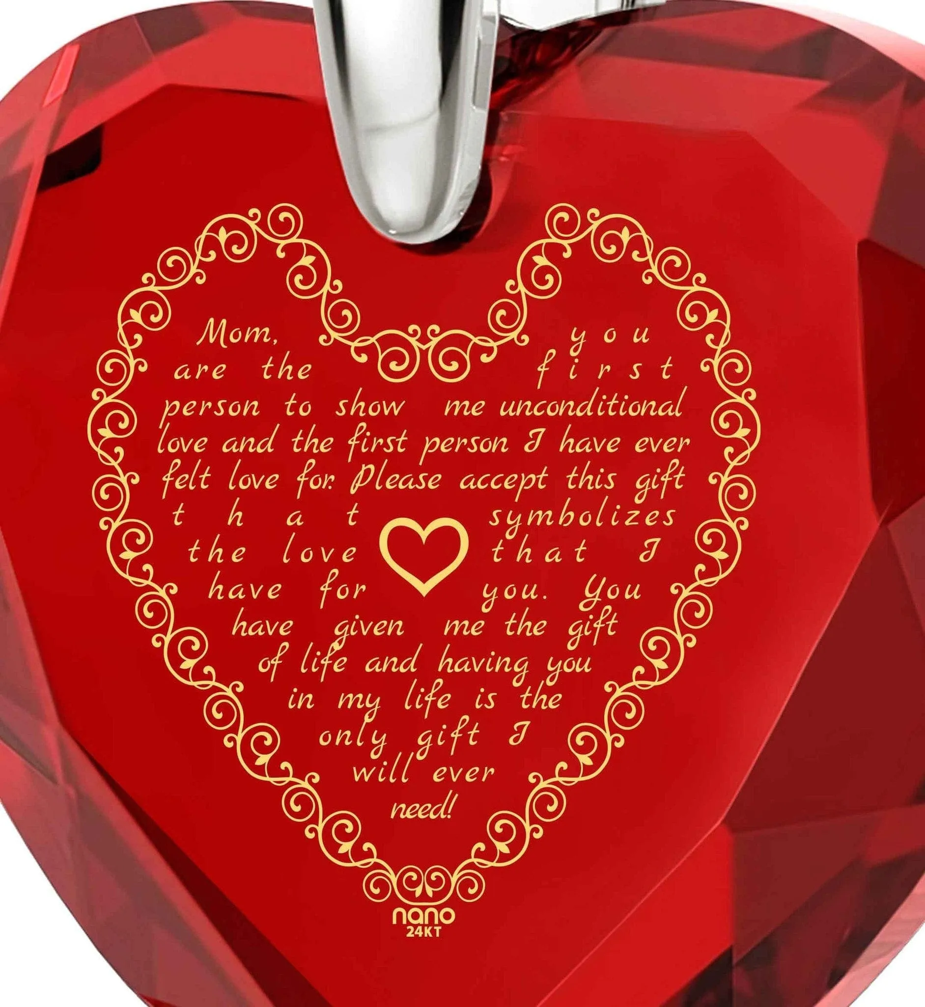 Letter to Mom, 925 Sterling Silver Necklace, Zirconia