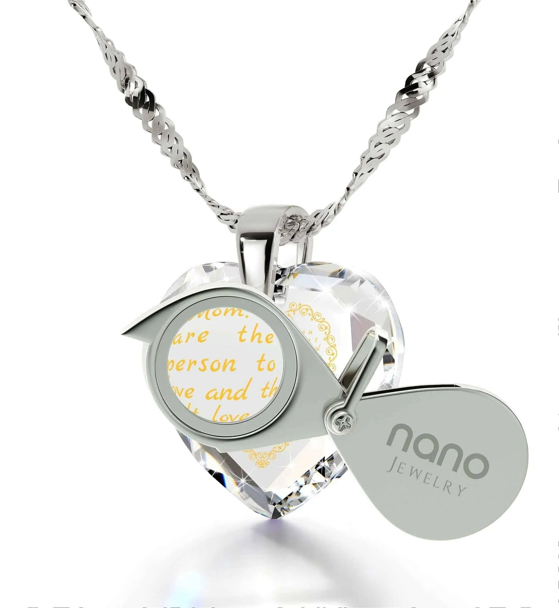 Letter to Mom, 925 Sterling Silver Necklace, Zirconia