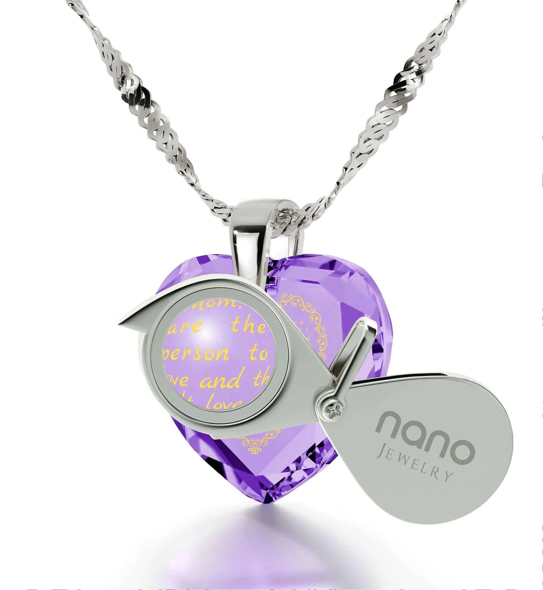 Letter to Mom, 925 Sterling Silver Necklace, Zirconia