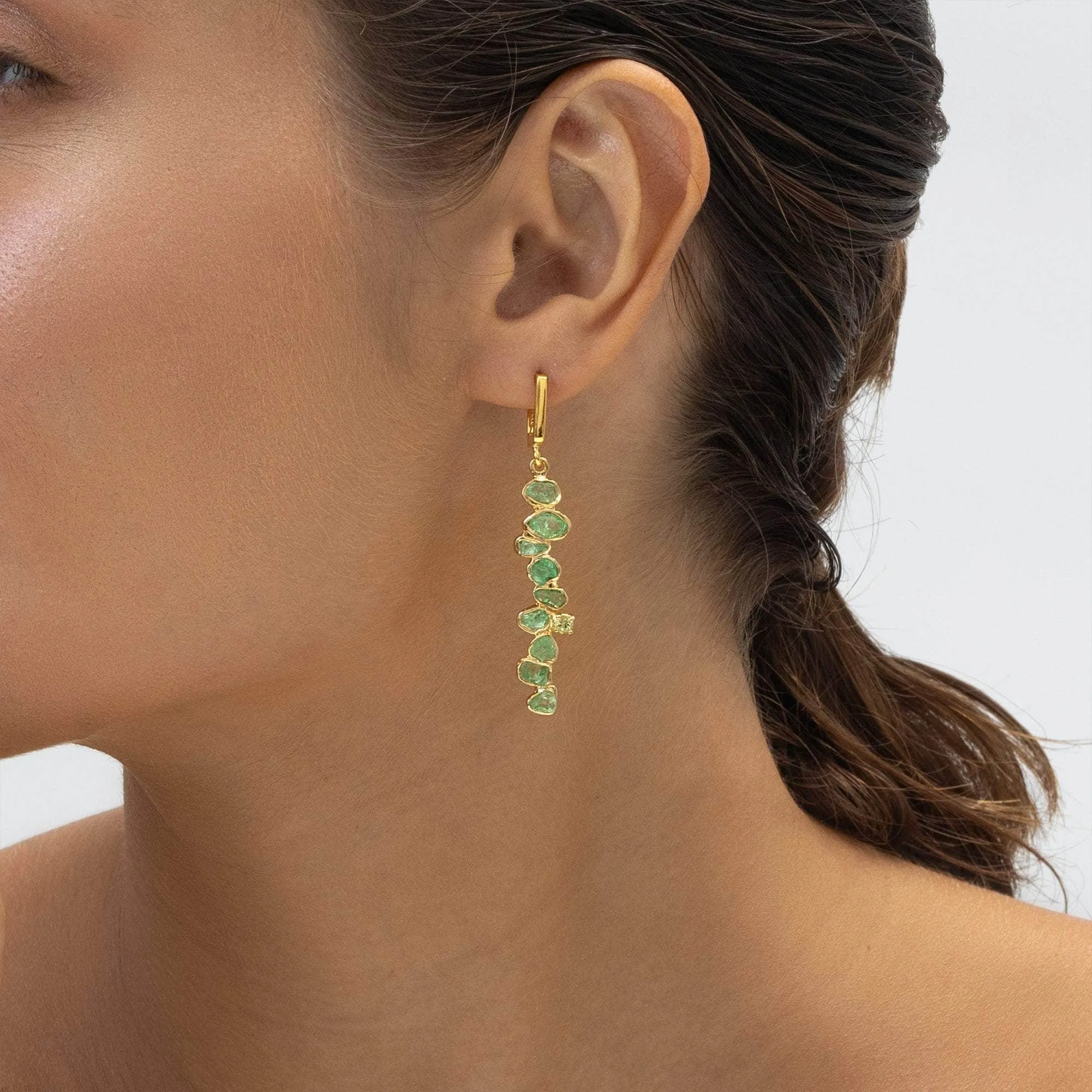Lulle Rough Tsavorite and Peridot Earrings