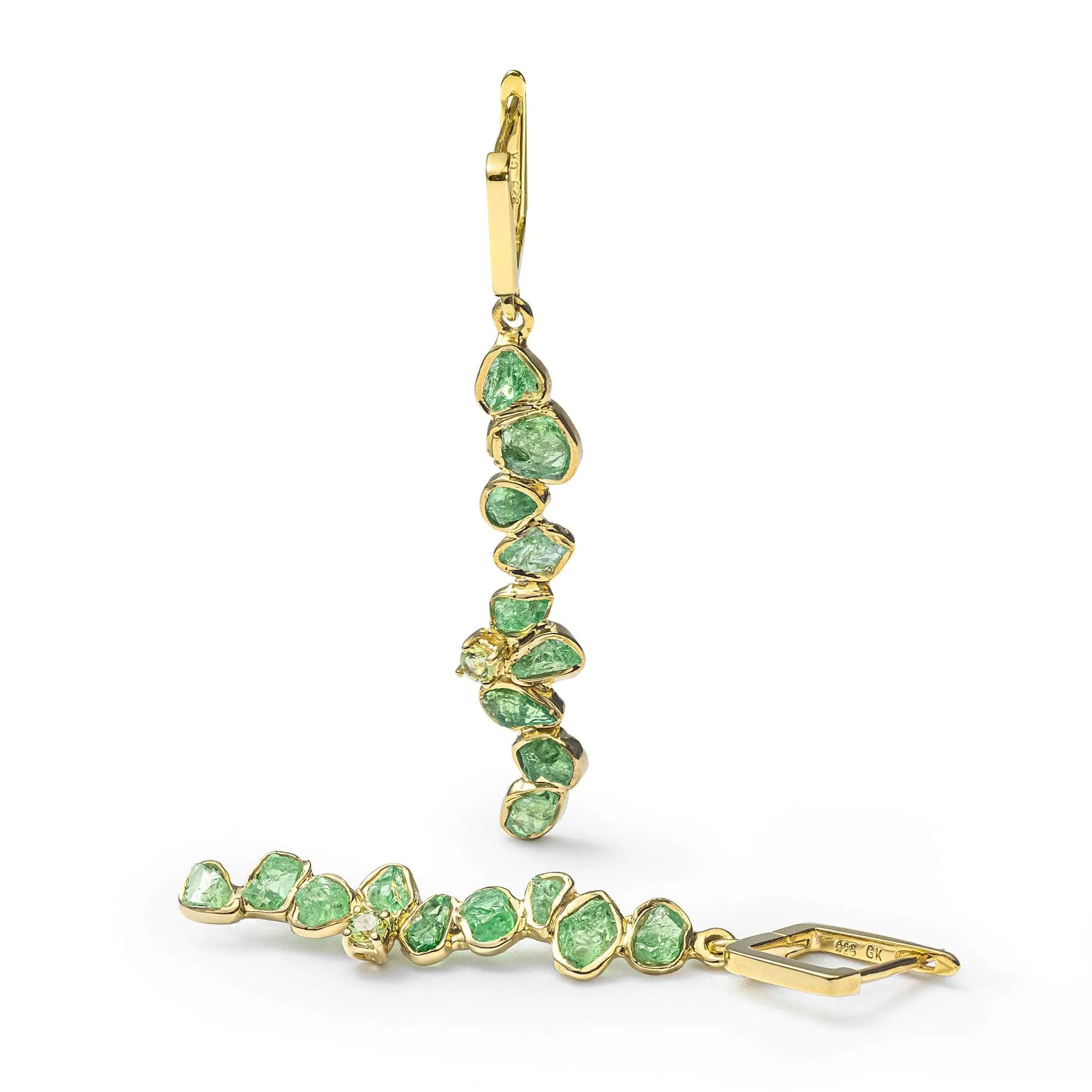 Lulle Rough Tsavorite and Peridot Earrings