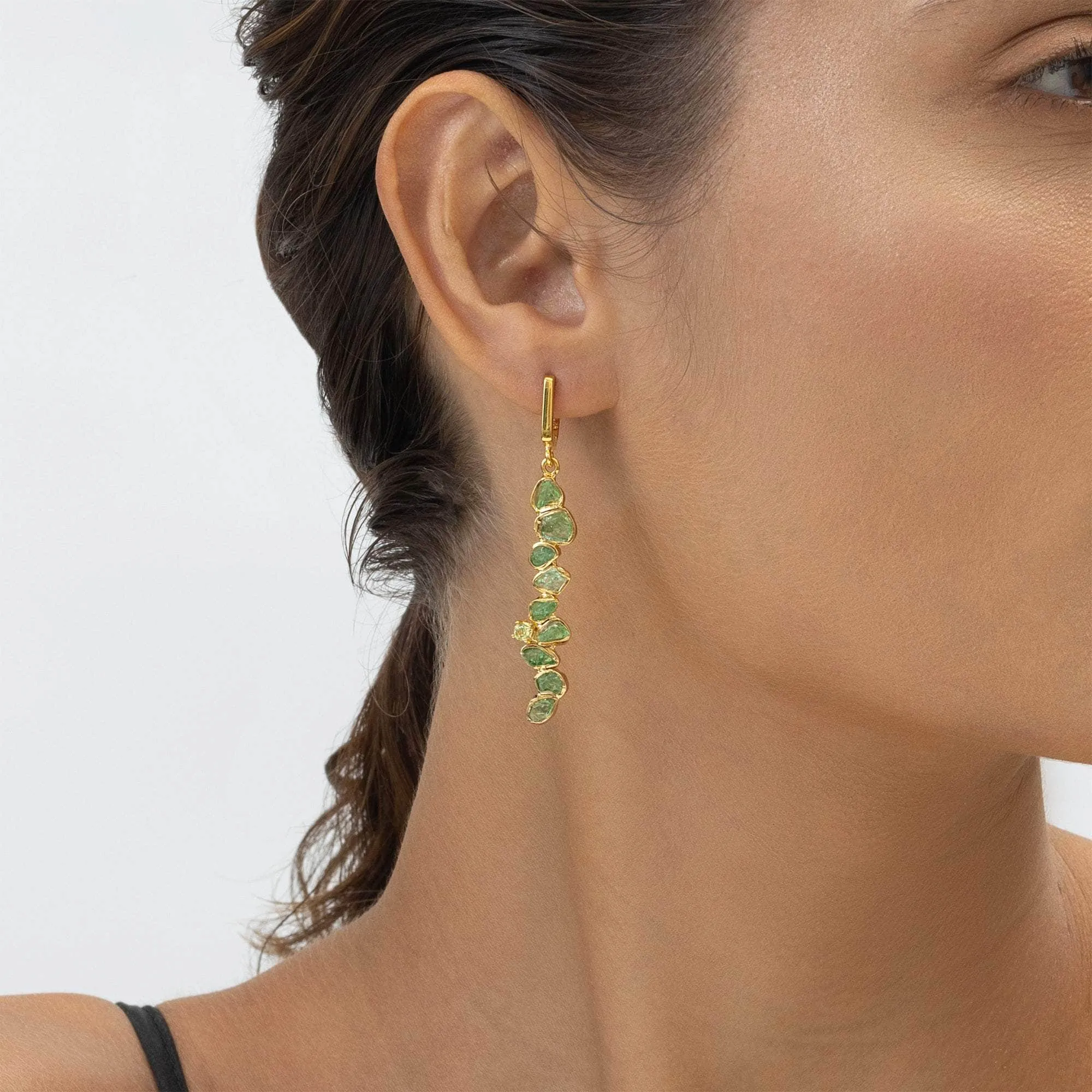 Lulle Rough Tsavorite and Peridot Earrings