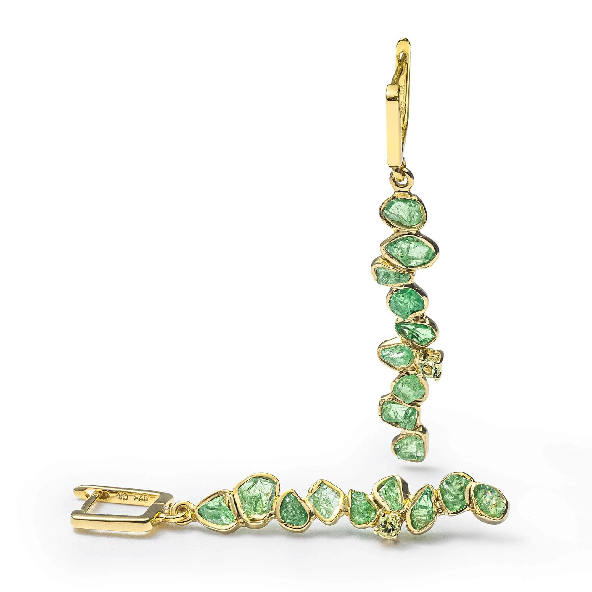 Lulle Rough Tsavorite and Peridot Earrings