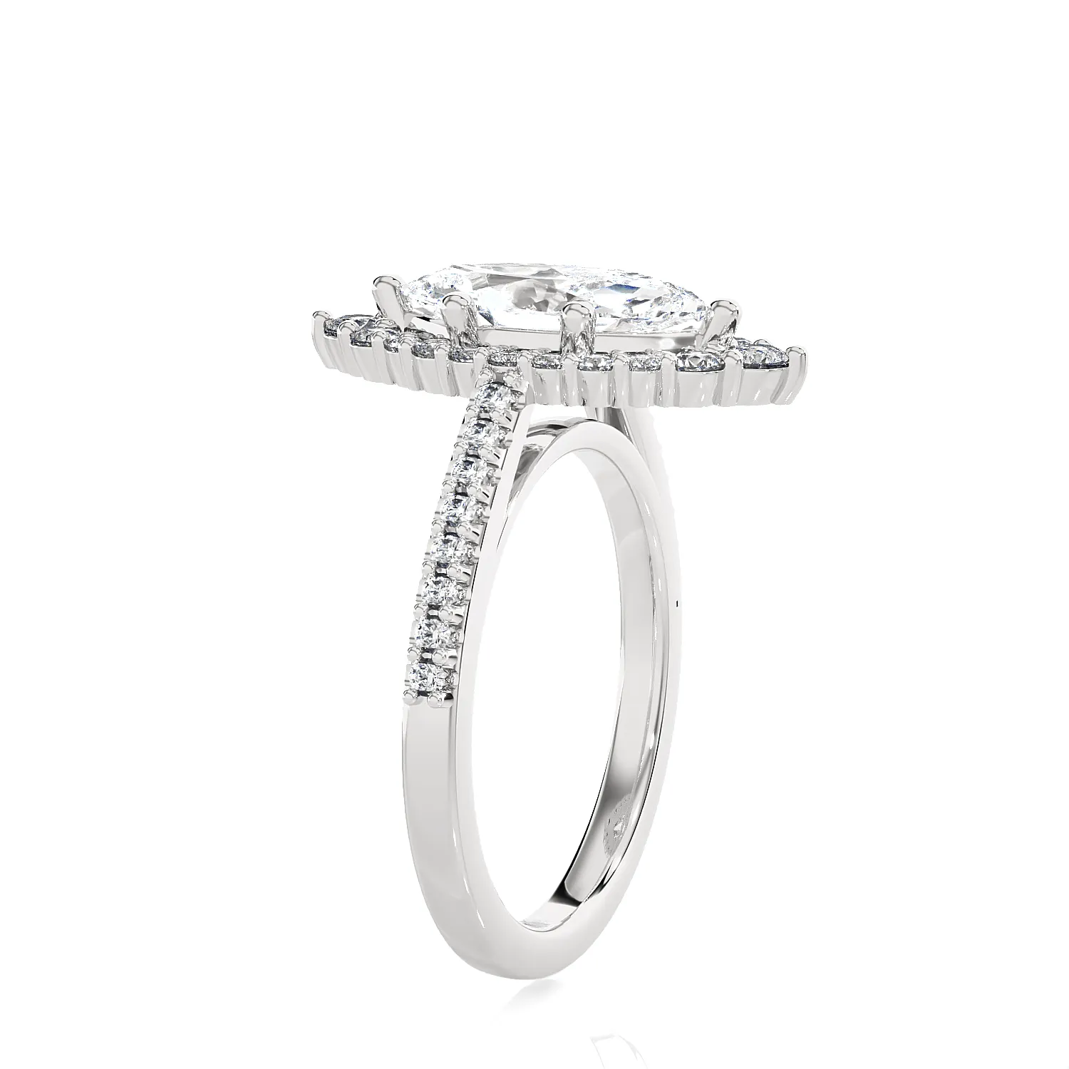 Marquise Lab Grown Diamond Halo Engagement Ring