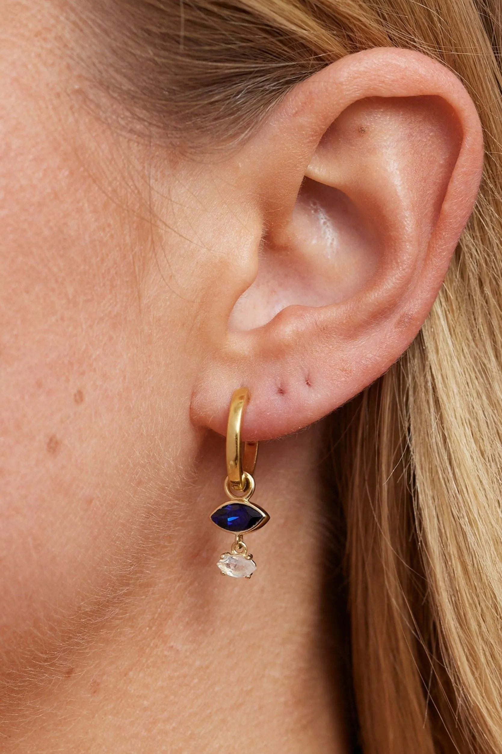 Mila Sapphire & Moonstone Gold Charm