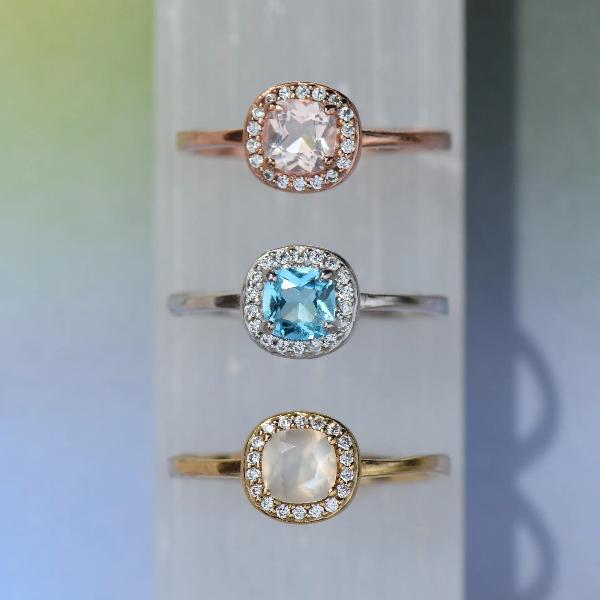 Mini Moonstone Pave Ring