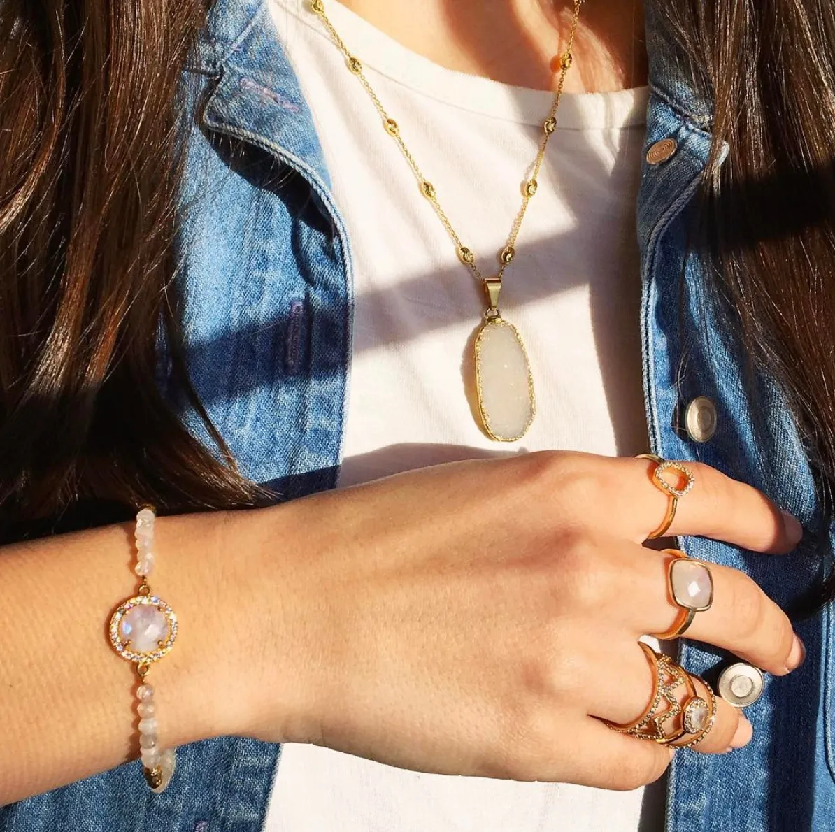 Mini Moonstone Pave Ring