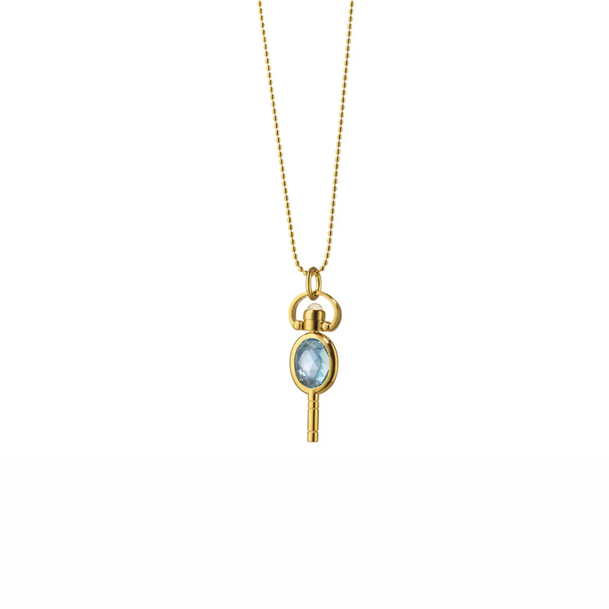 Mini Oval Pocketwatch Key with Blue Topaz and Moonstone