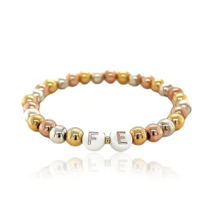 Monaco Initial Three Tone Ball Bracelet