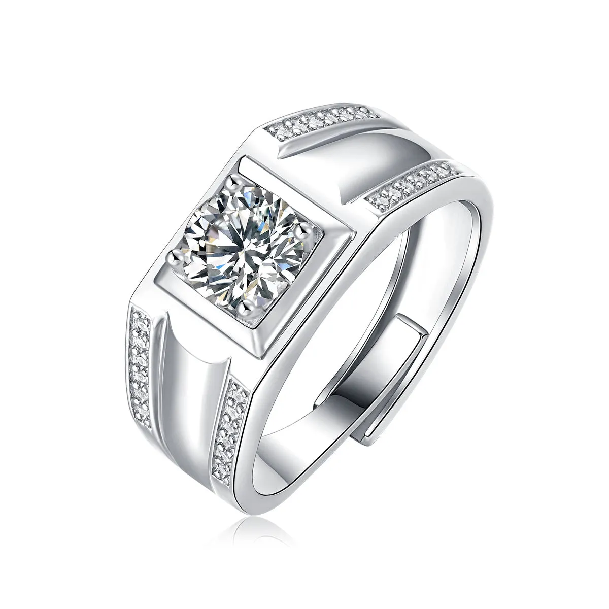 Monfort forMoissanite Quad Pave Engagement Anniversary Adjustable Ring