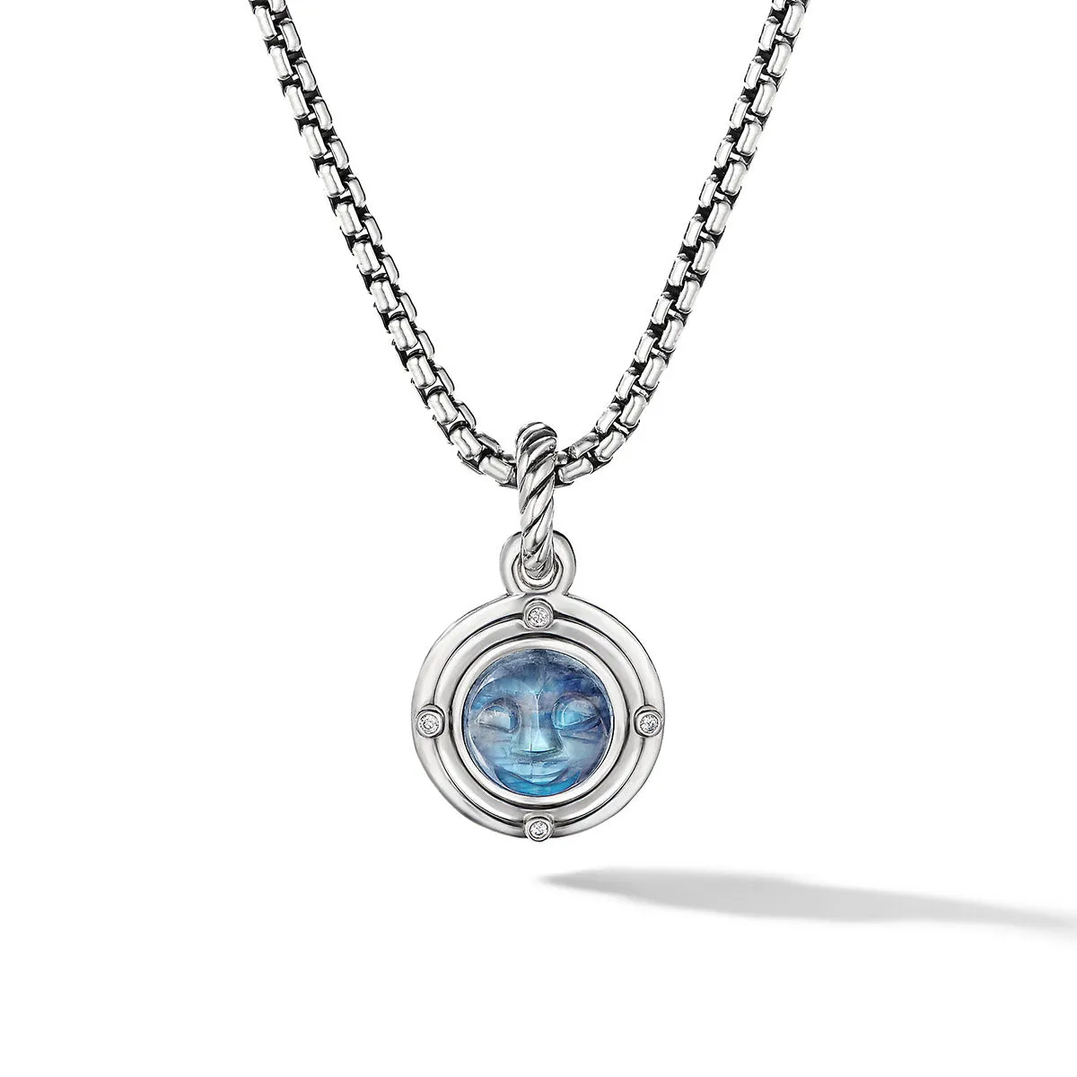 Moon Amulet in Rainbow Moonstone with Diamonds