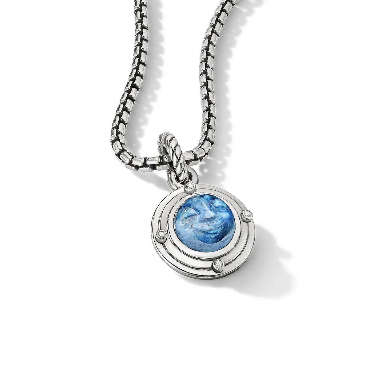 Moon Amulet in Rainbow Moonstone with Diamonds