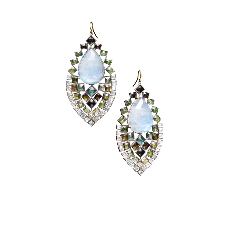 Moonstone and Tourmaline Earrings