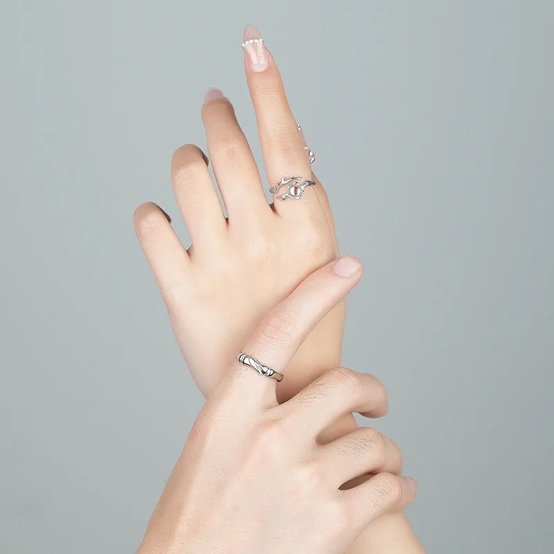 Moonstone Blossom Couple Wedding Bands