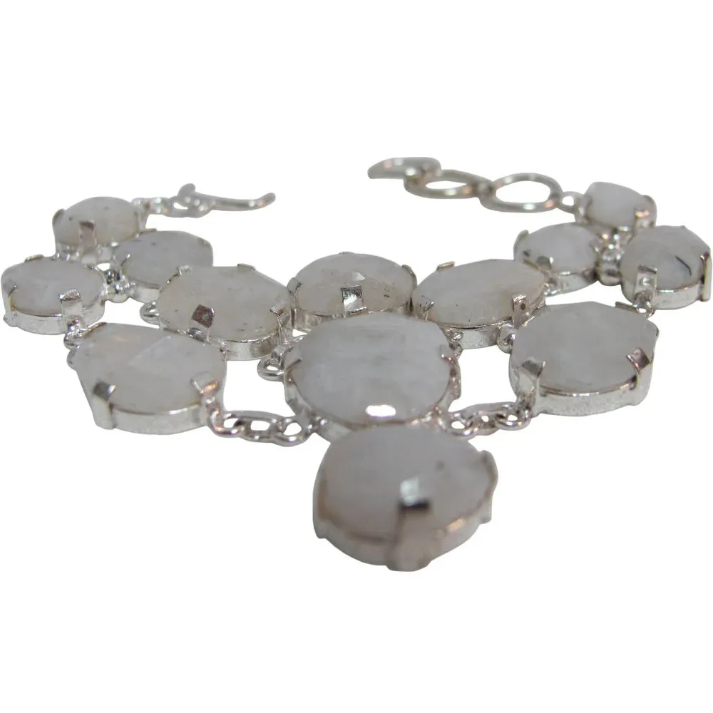 Moonstone Chakra Stone Silver Adjustable Chain Bracelet