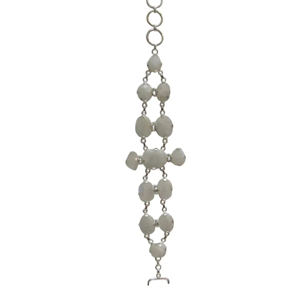 Moonstone Chakra Stone Silver Adjustable Chain Bracelet