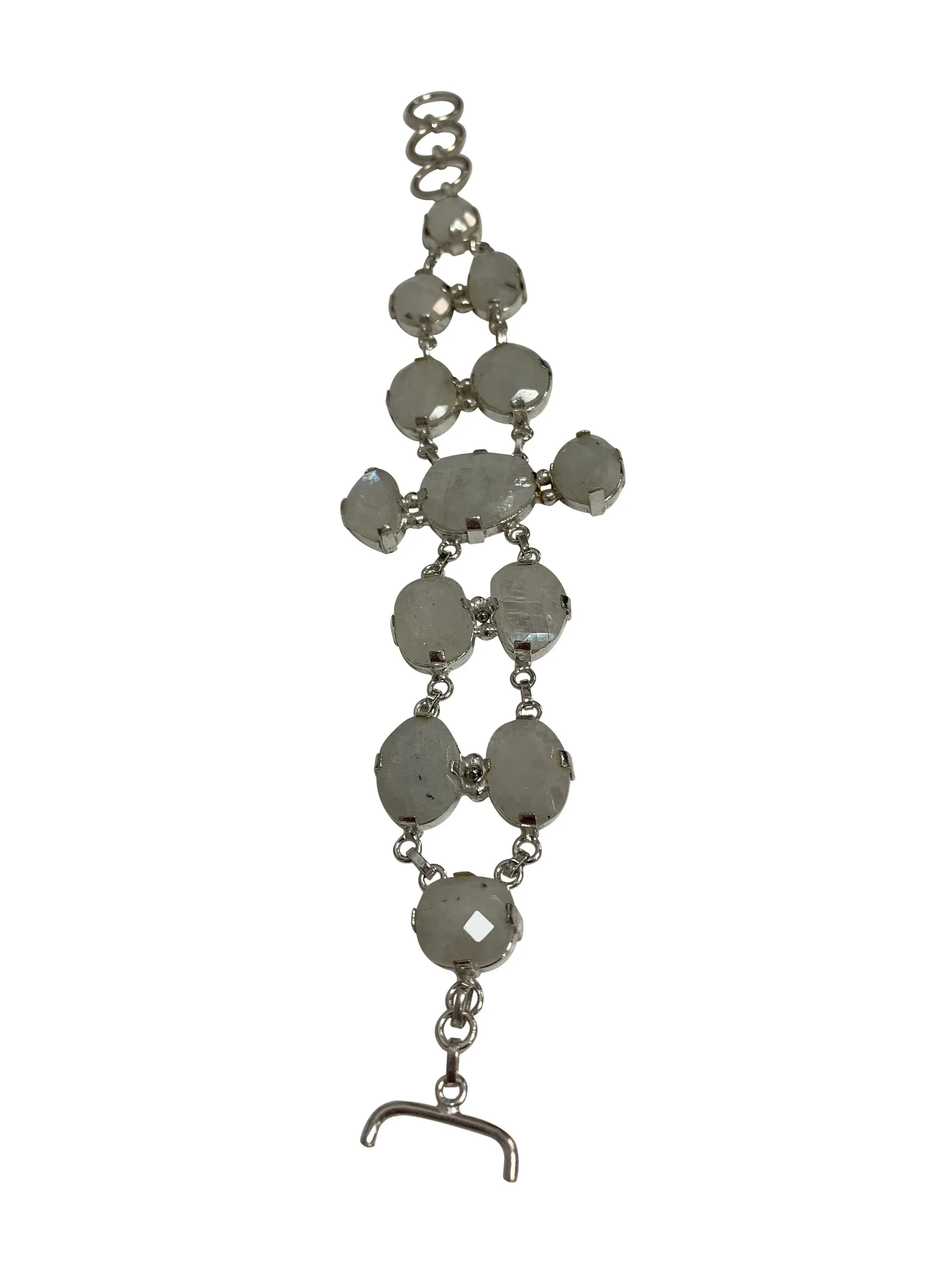 Moonstone Chakra Stone Silver Adjustable Chain Bracelet