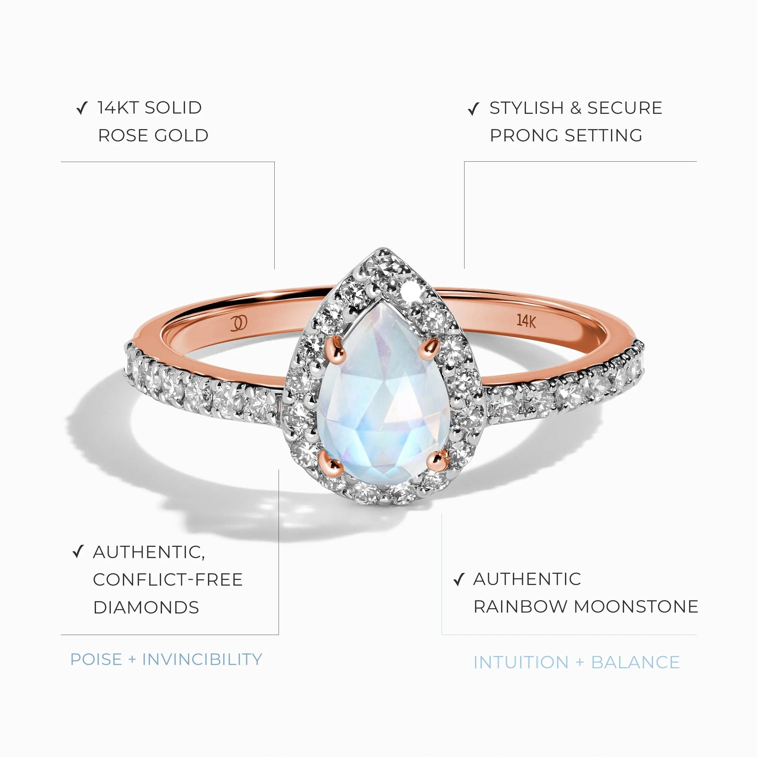Moonstone Diamond Ring - Tear Of Joy
