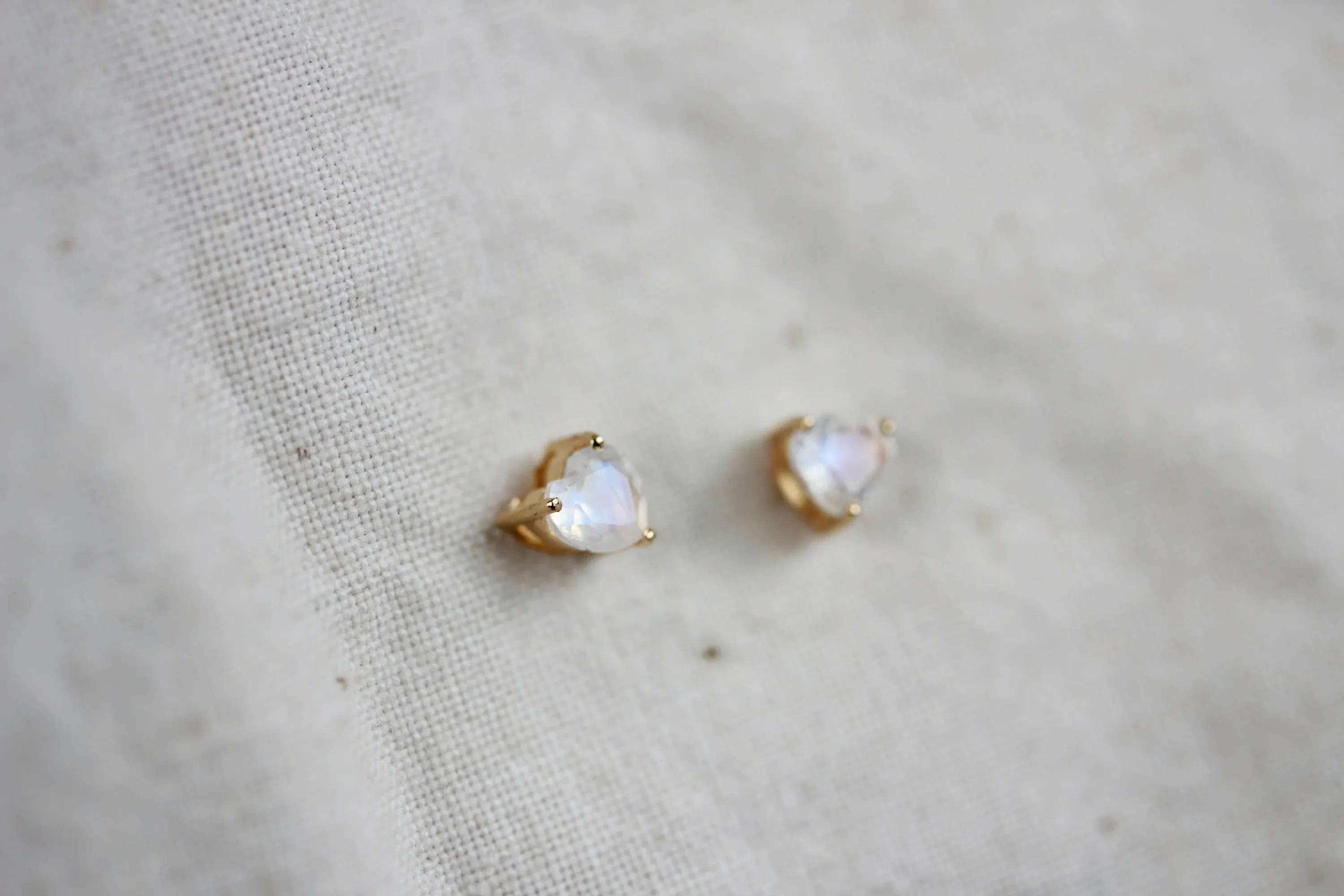 Moonstone Heart Studs | Little Gold