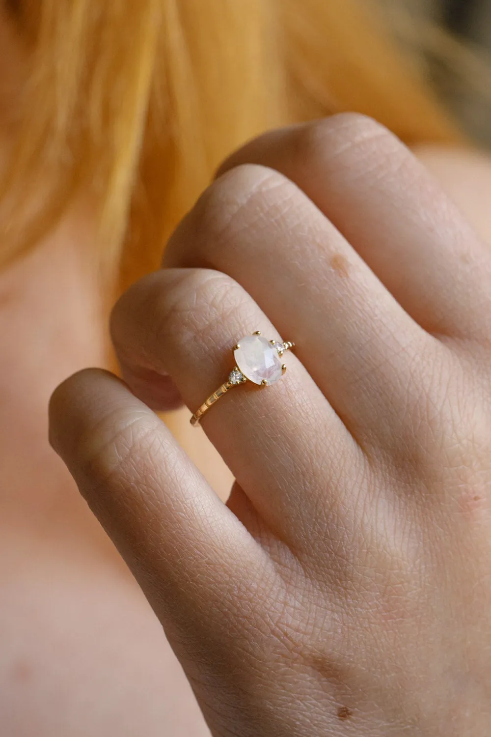 Moonstone Intuition Ring 14K Gold Plated
