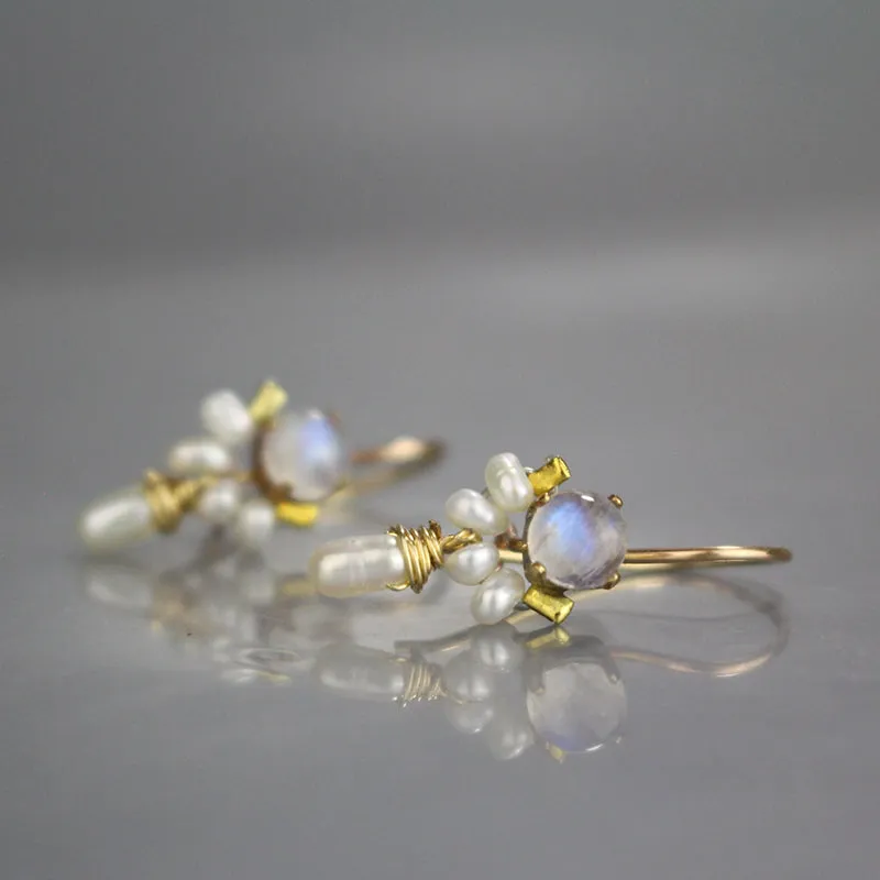 Moonstone Pearl Petite Dancer Earrings