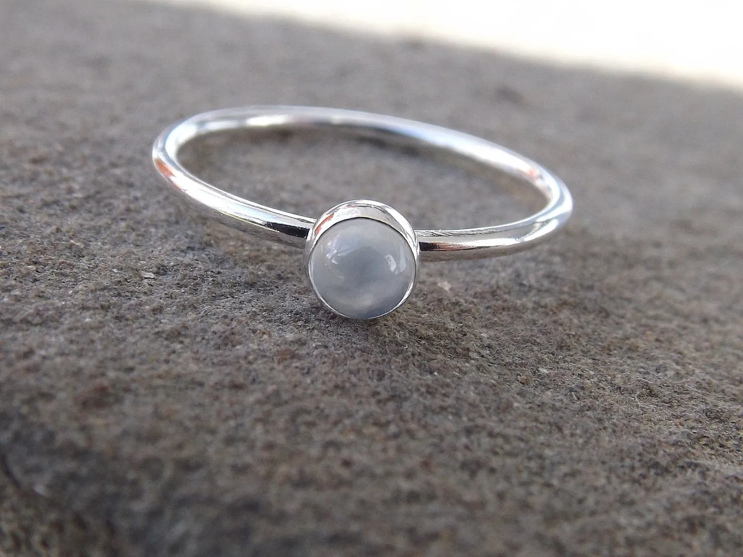 Moonstone Stacking Ring, Moonstone Ring, Engagement Ring, June Birthstone, White Moonstone, Gemstone Stacking Ring, White, Moonstone, Gift
